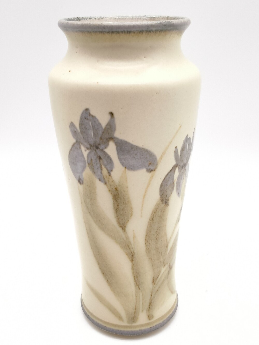 Hand-Painted Ceramic Vase with Lavender Floral Motif